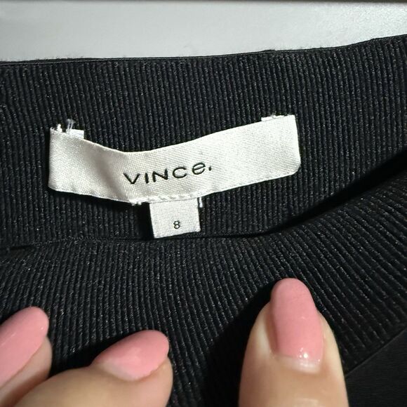 VINCE Women Elastic Waist Back Slit Zipper Stretch Pencil Skirt Black 8 Career - Picture 5 of 7